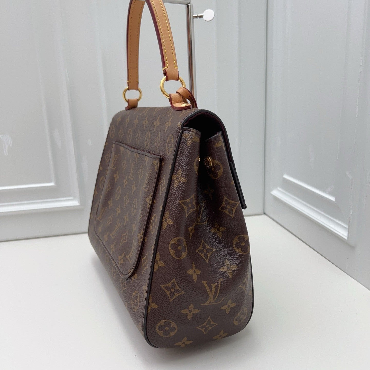 Louis Vuitton Cluny BB Monogram Top Handle Crossbody Brown Gold Women Classic
