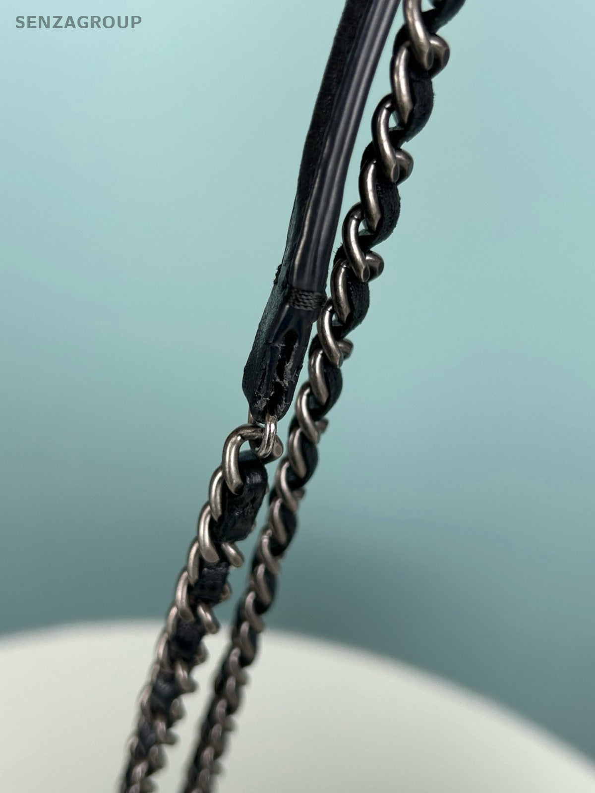 Chanel WOC Lambskin Chain Diamond Shoulder Bag Crossbody Black Silver Women