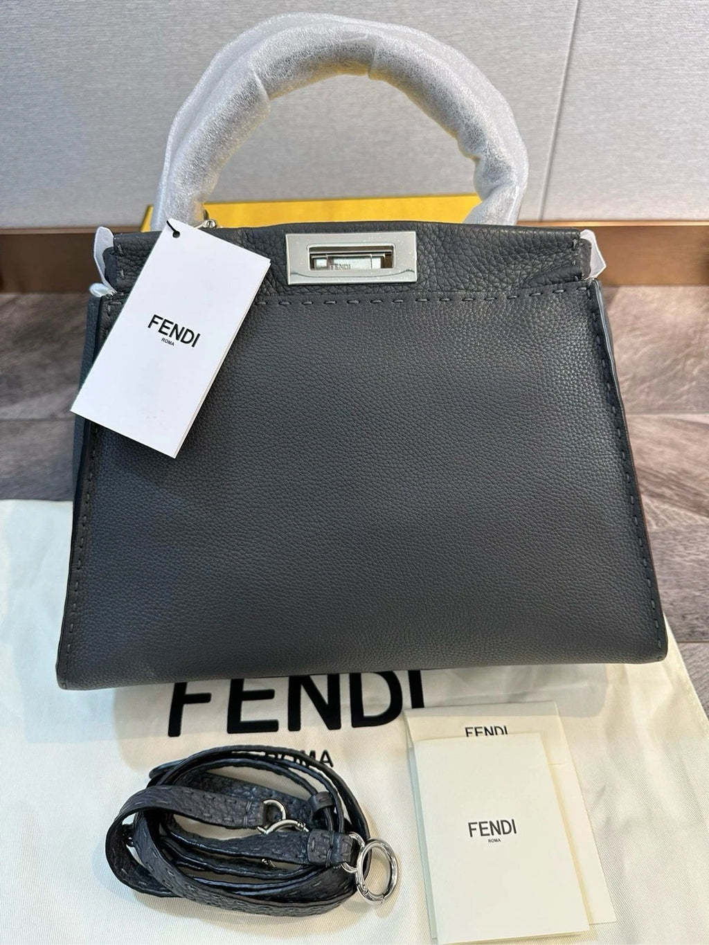 Fendi Peekaboo Medium Calfskin Handbag Shoulder Crossbody Women