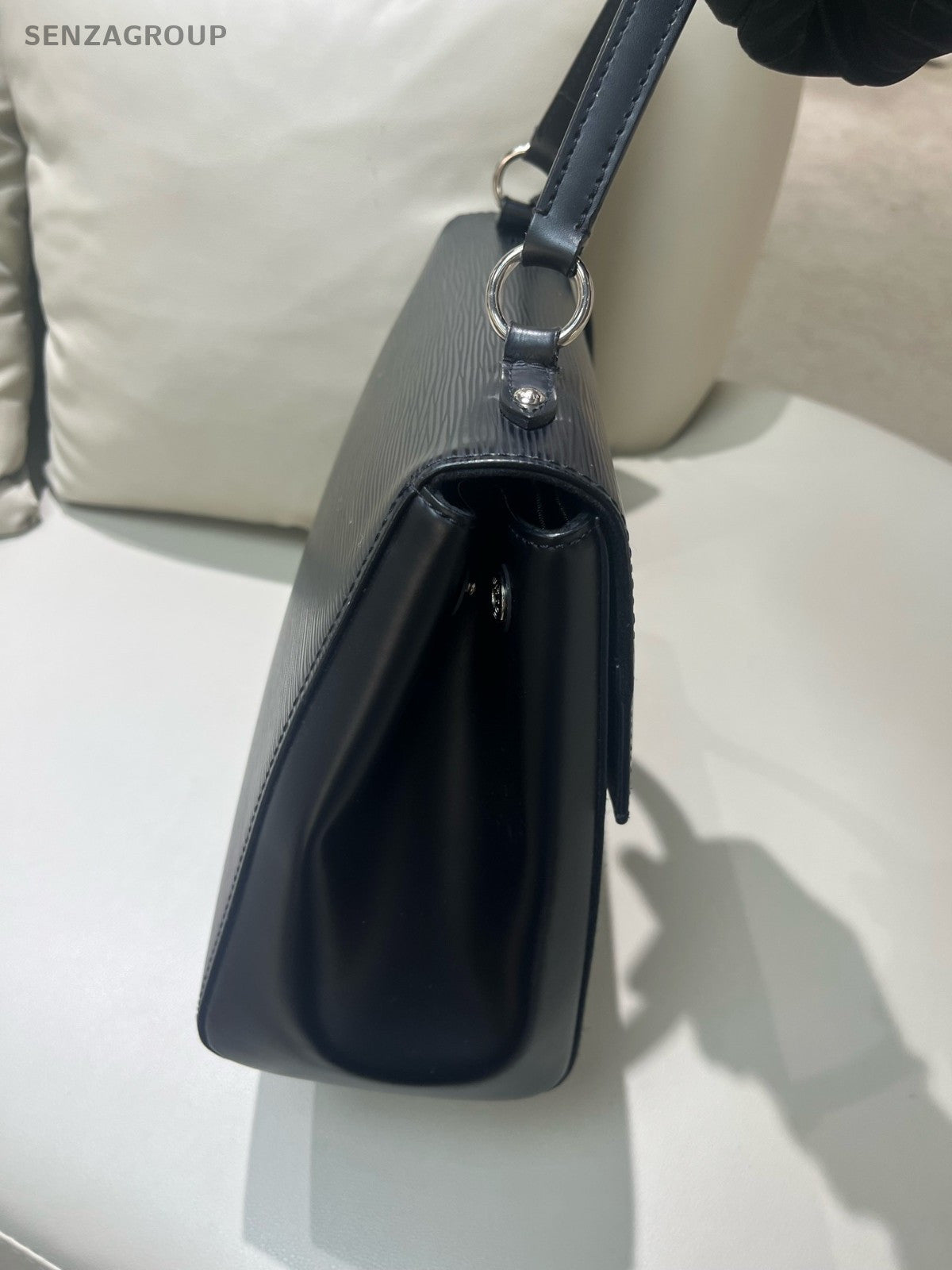 Louis Vuitton Cluny Epi Top Handle Bag Black Silver Used Women Classic