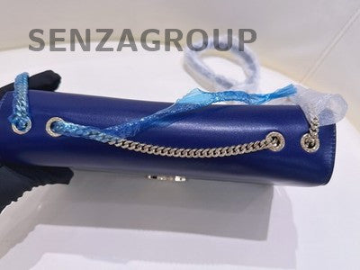 Bvlgari Blue Gold Accordion Chain Shoulder Bag Medium Size Women Fashion