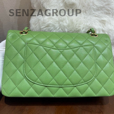 Chanel Classic Flap Medium Green Gold Hardware Quilted Shoulder Bag