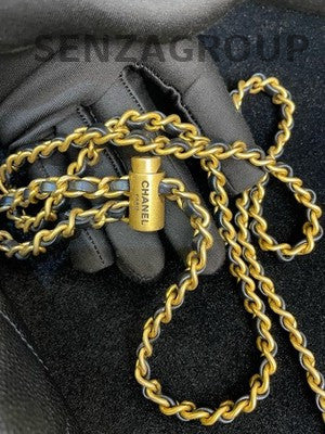 Chanel 21K Black Quilted Calfskin Chain Phone Bag Gold Hardware