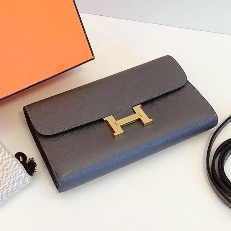 Excellent Hermes Constance to Go Epsom Leather Gray Crossbody Ghw Excellent