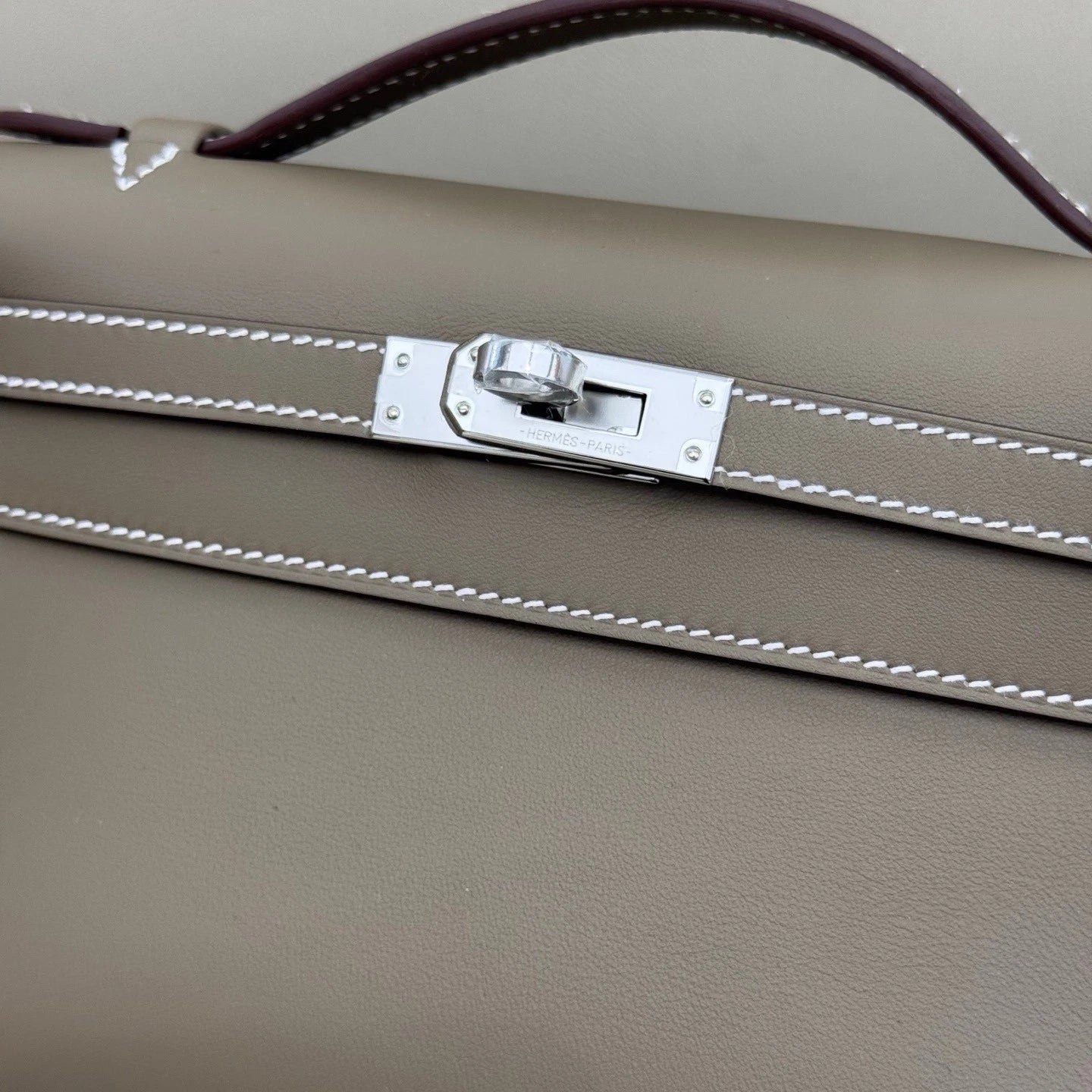 Hermes Minikelly Swift Leather Gray Silver Hardware Handbag For Women