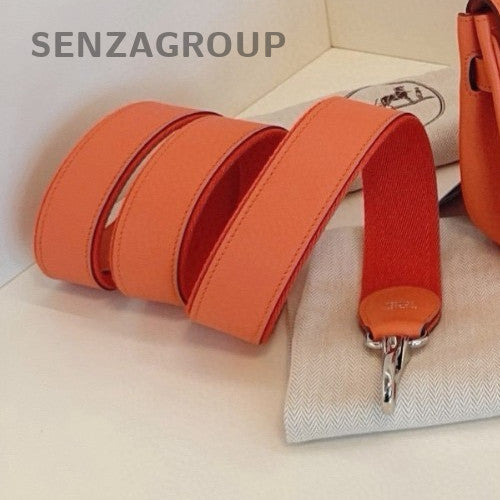 Hermes Berline Mini 2Way Shoulder Bag Crossbody Orange Silver Women Classic