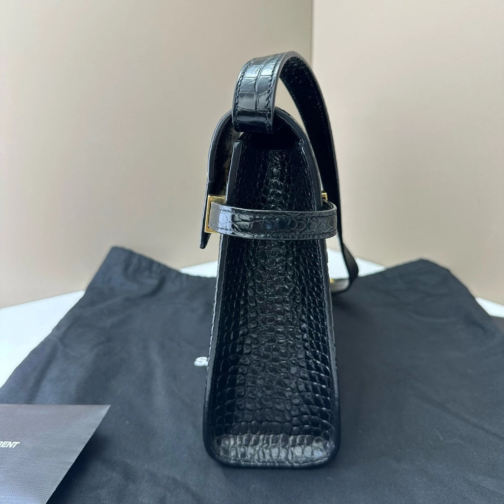 YSL Manhattan Medium Black Gold Shoulder Bag For Women