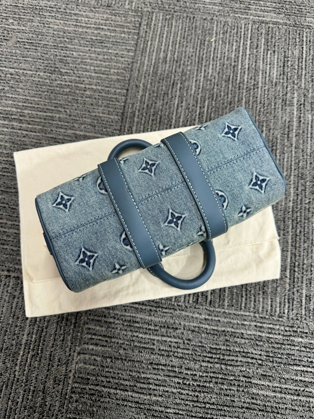 Louis Vuitton Keepall 25 Denim Logo Handbag For Women