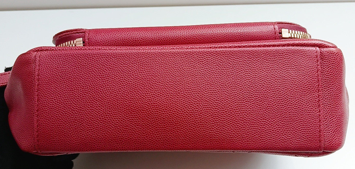 Chanel Diamond MM Chain Shoulder Bag Red Gold Used Women Classic Designer