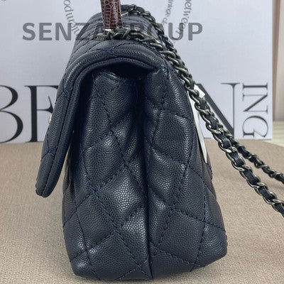 Chanel Coco Handle Small Dark Blue Silver Hardware Shoulder Bag Women