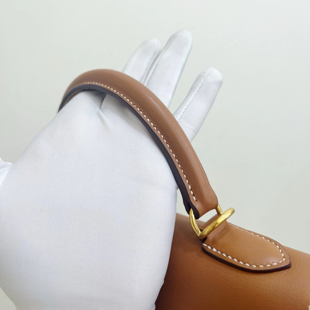 Hermes Kelly32 Top Handle Shoulder Bag Brown Gold Used Women Classic Fashion