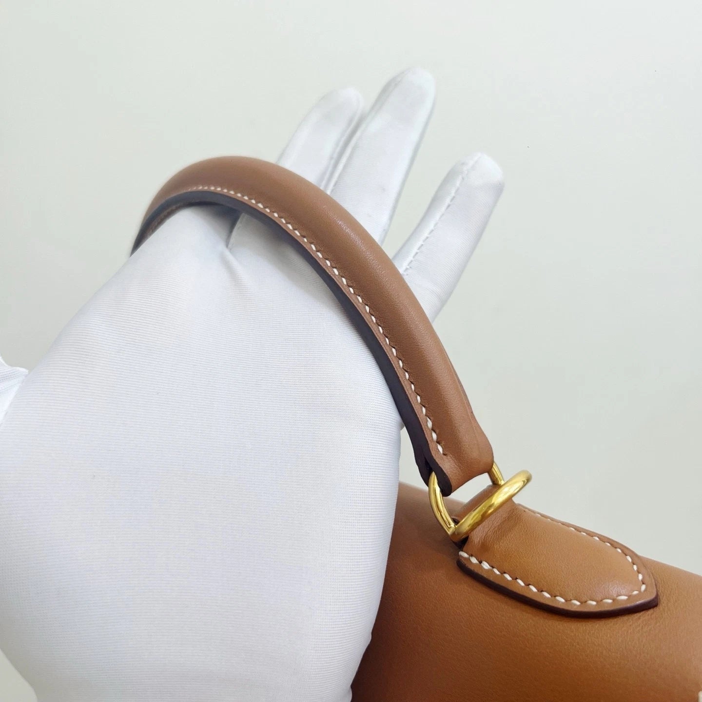 Hermes Kelly32 Top Handle Shoulder Bag Brown Gold Used Women Classic Fashion