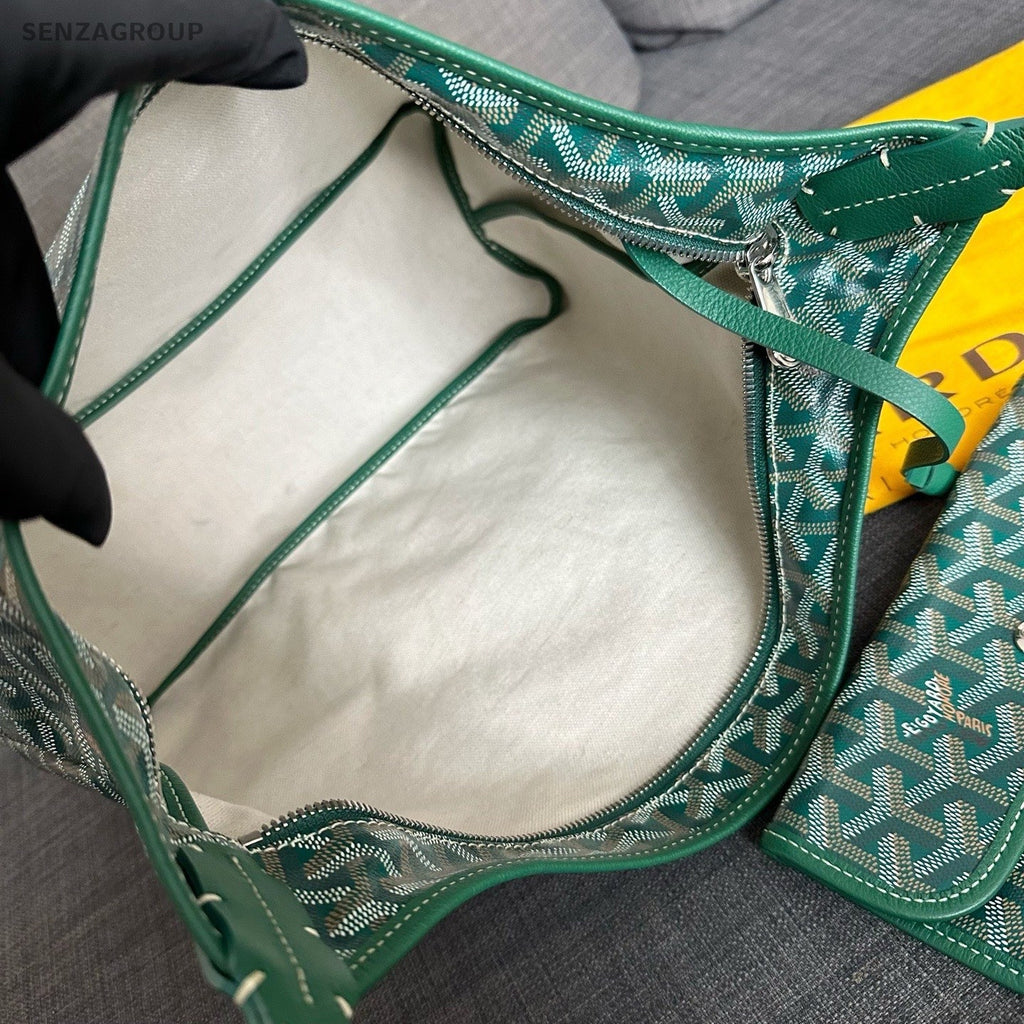 Goyard Hobo 2Way Top Handle Bag Shoulder Bag Green Silver Women Classic