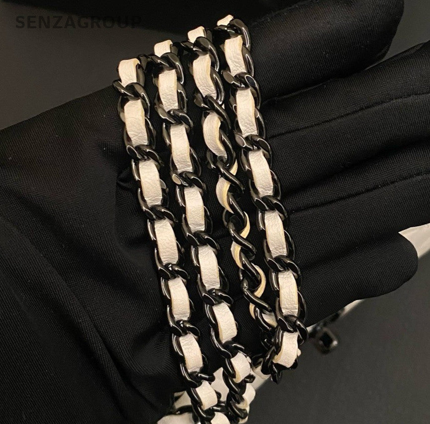 CHANEL Trendy CC WOC Chain Crossbody Black White Women Classic Diamond
