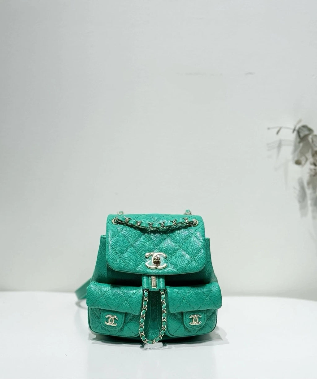 CHANEL Mint Green Grained Leather Small Duma Backpack For Women
