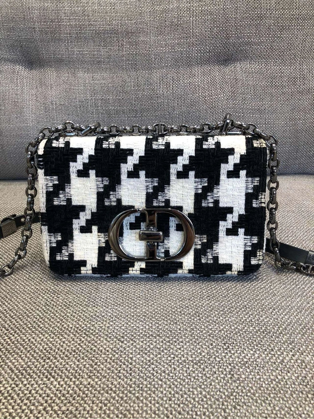 Dior Caro Houndstooth Canvas Shoulder Bag For Women