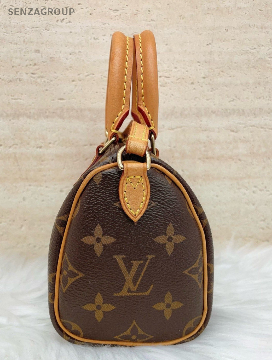 Louis Vuitton Speedy Nano Monogram 2Way Top Handle Bag Crossbody Brown Women