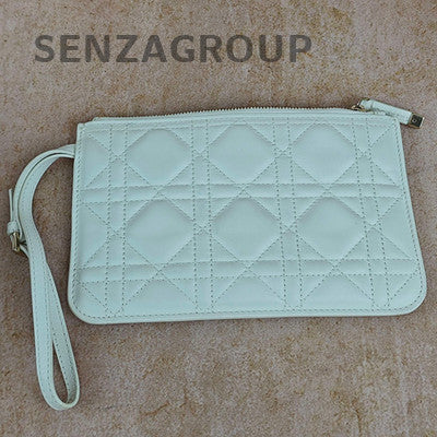 Dior Toujours Small Tote Bag White Gold Checkered Calfskin Classic Women