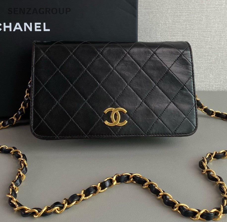Chanel WOC Vintage Lambskin Chain Shoulder Bag Crossbody Black  Women Classic