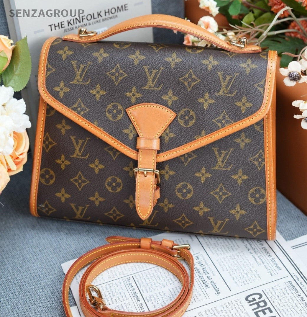 Louis Vuitton Bel Air PM Monogram Leather Handbag Shoulder Bag Women Brown