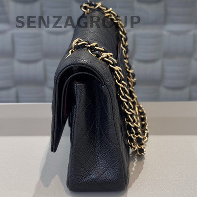Chanel Classic Flap Black Gold Lambskin Medium Chain Shoulder Bag