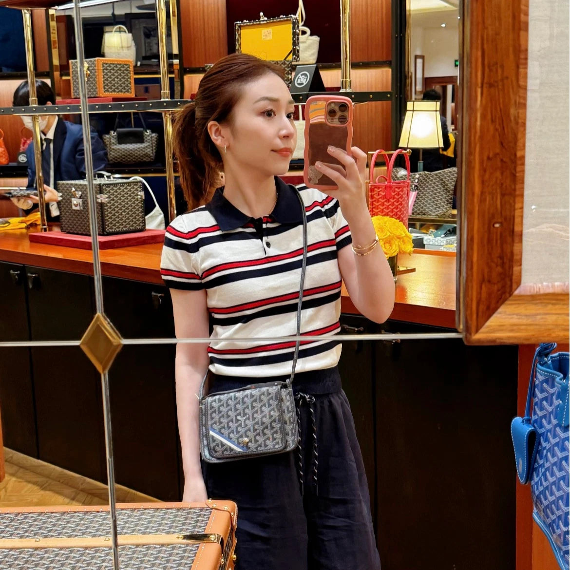 Goyard Plumet WOC Shoulder Bag Crossbody Gray Silver Unisex Adults Classic