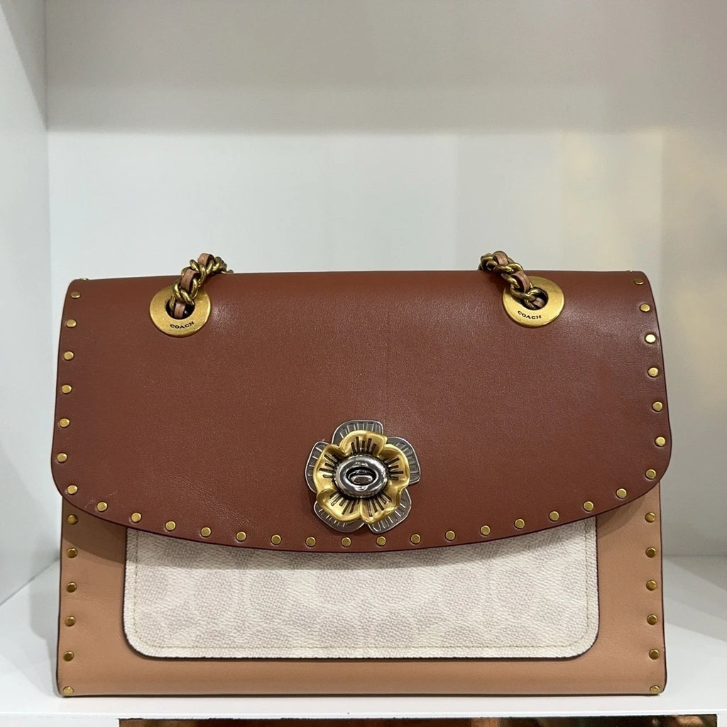 Coach Parker 26 Monogram Canvas Chain Shoulder Crossbody Bag For Women