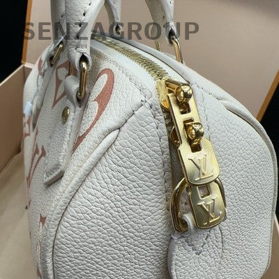 Louis Vuitton Speedy 20 Monogram Handbag Shoulder Bag White Pink