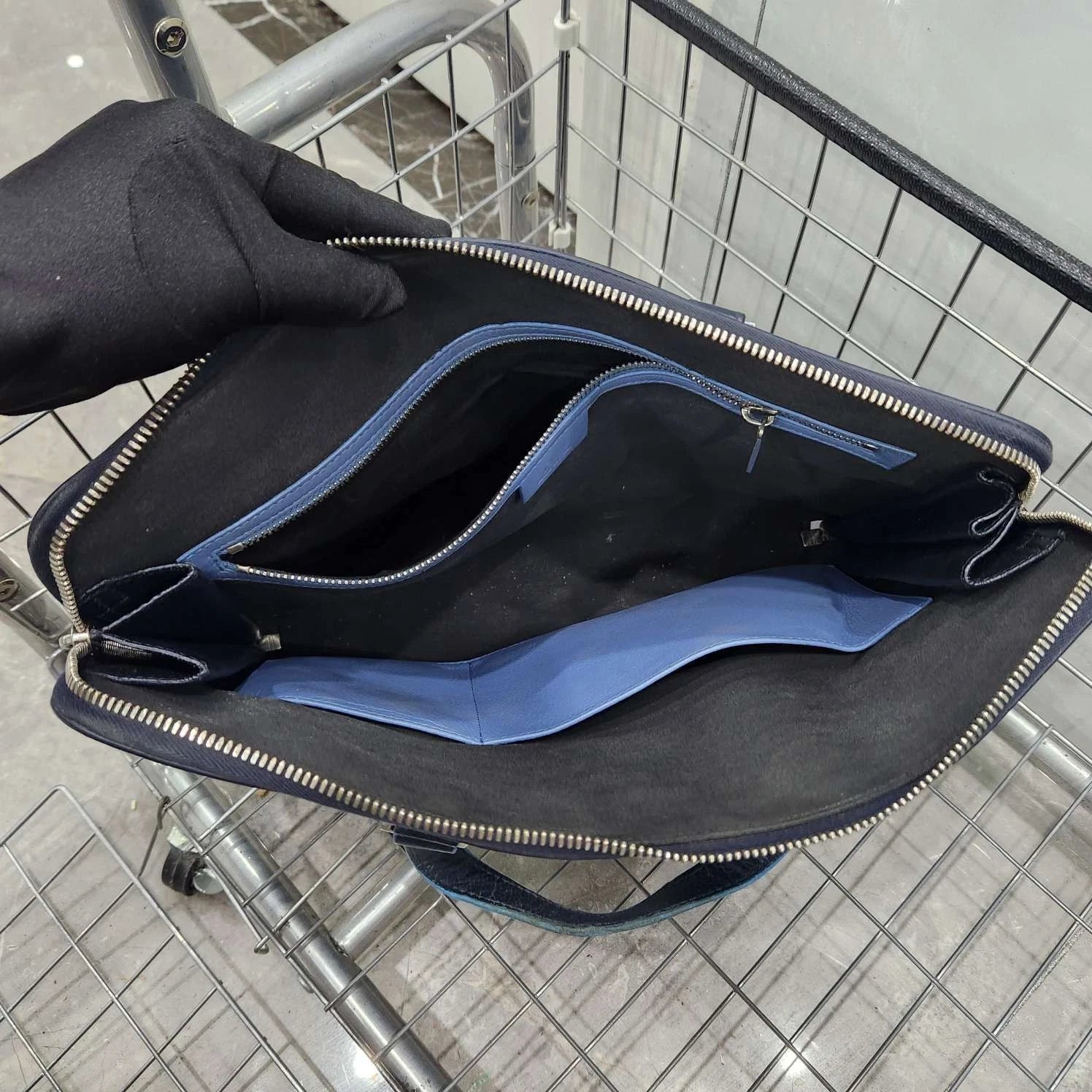 Dior Blue Colorblock Laptop Briefcase Handbag For Women