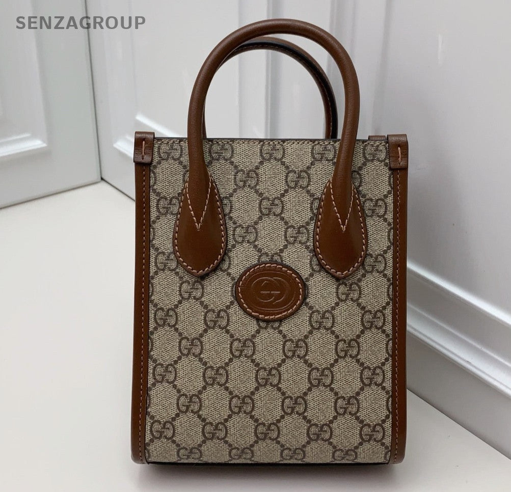 Gucci Retro Tote Mini Ophidia Top Handle Bag Crossbody Brown Unisex Adults
