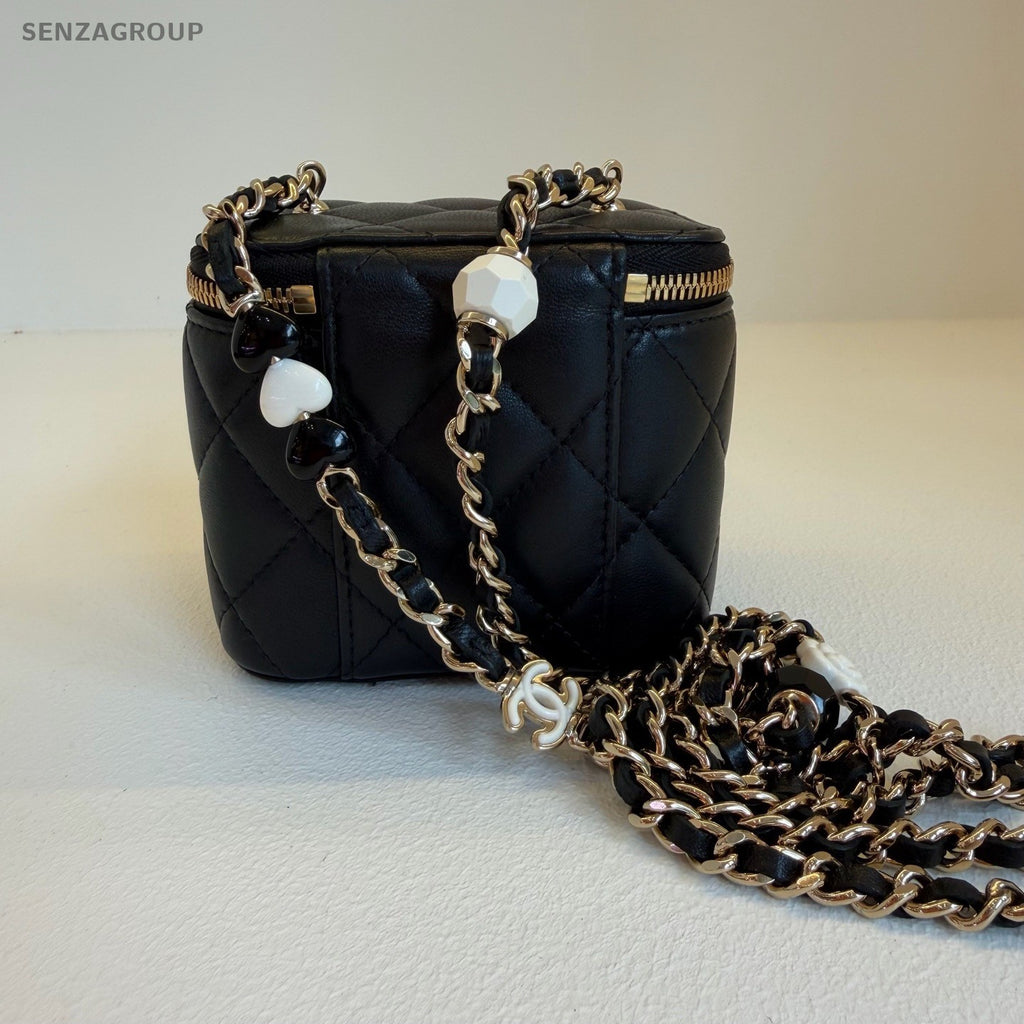 CHANEL 23P Box Love Series Chain Shoulder bag Crossboy Black Gold Women
