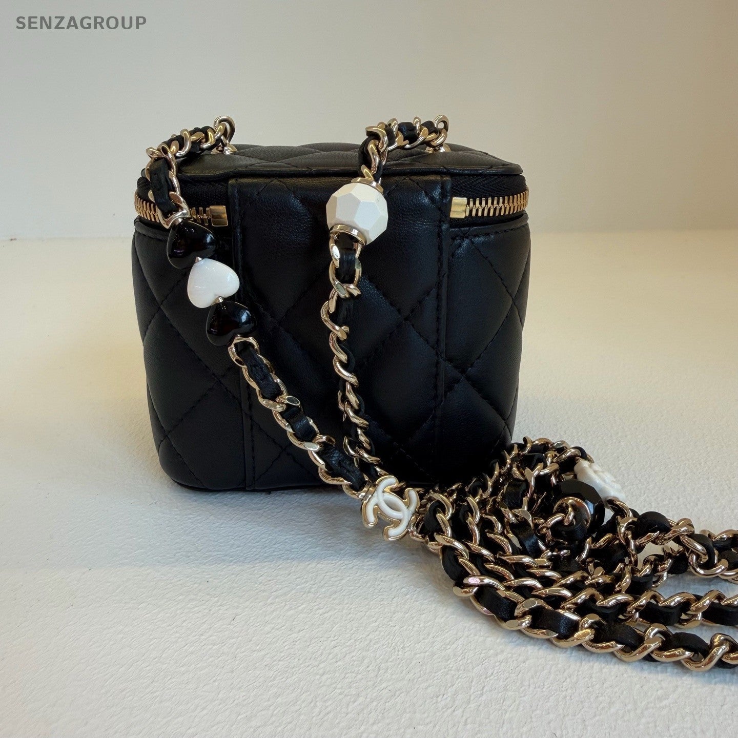 CHANEL 23P Box Love Series Chain Shoulder bag Crossboy Black Gold Women