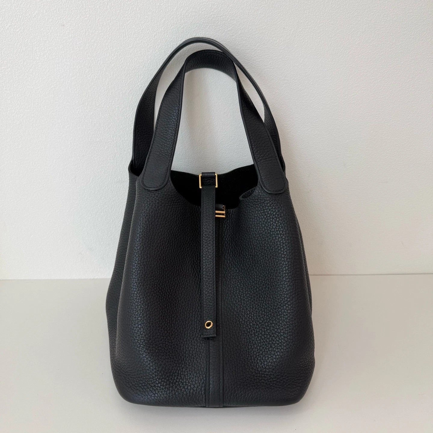 Hermes Picotin22 Top Handle Bag Black Gold Used Women Classic