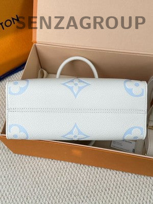 Louis Vuitton OnTheGo PM Blue White Handbag Women Fashion Tote Bag