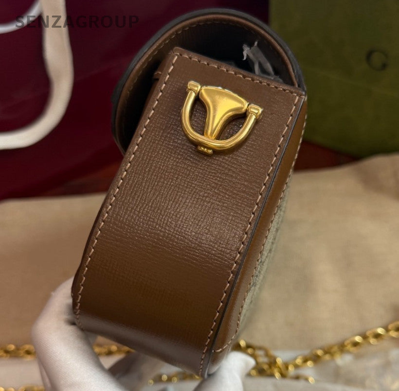 Gucci Horsebit1955 Chain Handbag Shoulder Bag Brown Gold Women Classic