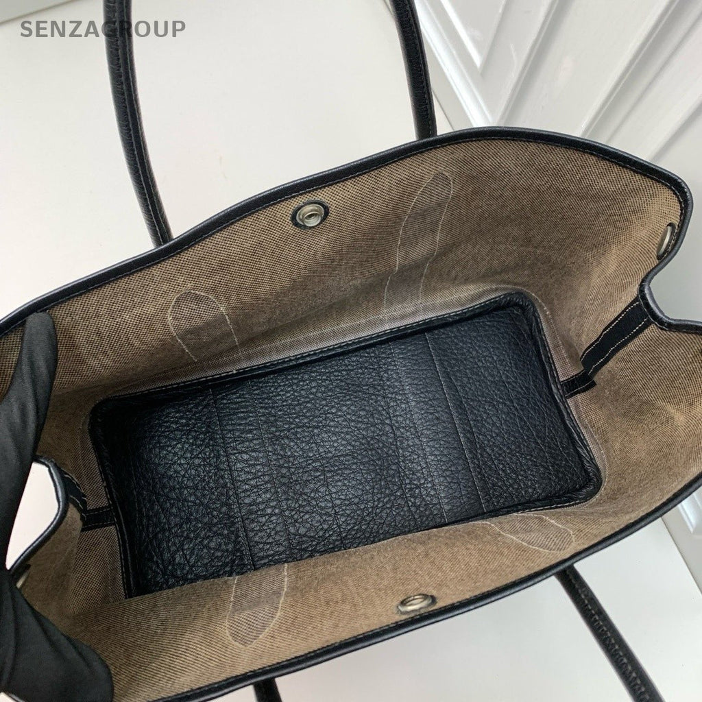 Hermès Garden Party Canvas Top Handle Shoulder Bag Women Gray