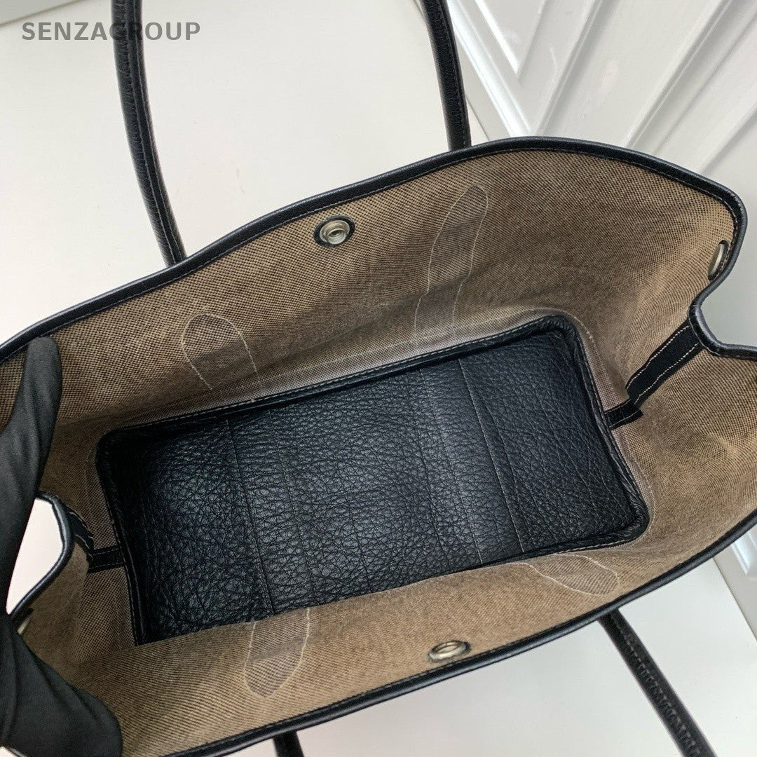 Hermès Garden Party Canvas Top Handle Shoulder Bag Women Gray