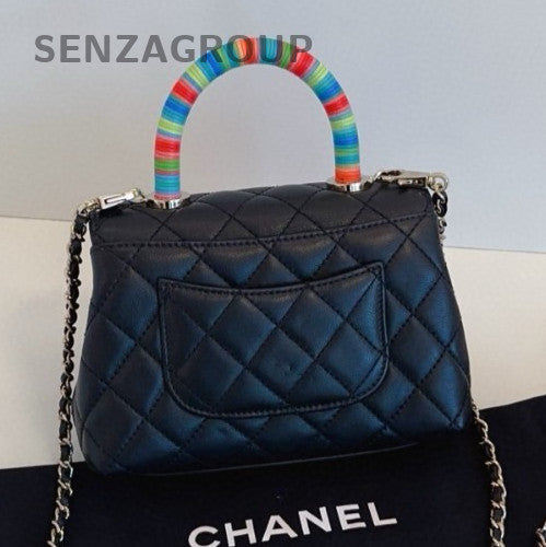 Chanel Cocohandle Mini Shoulder Bag Crossbody Black Gold Women Classic