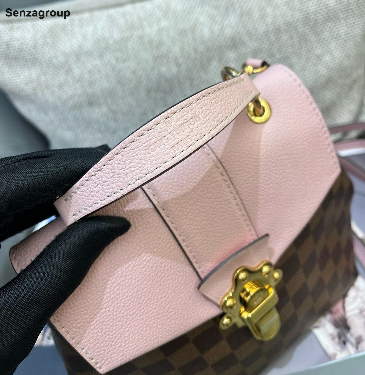 Louis Vuitton Clapton Damier Ebene Backpack Crossbody Brown Pink Women Classic