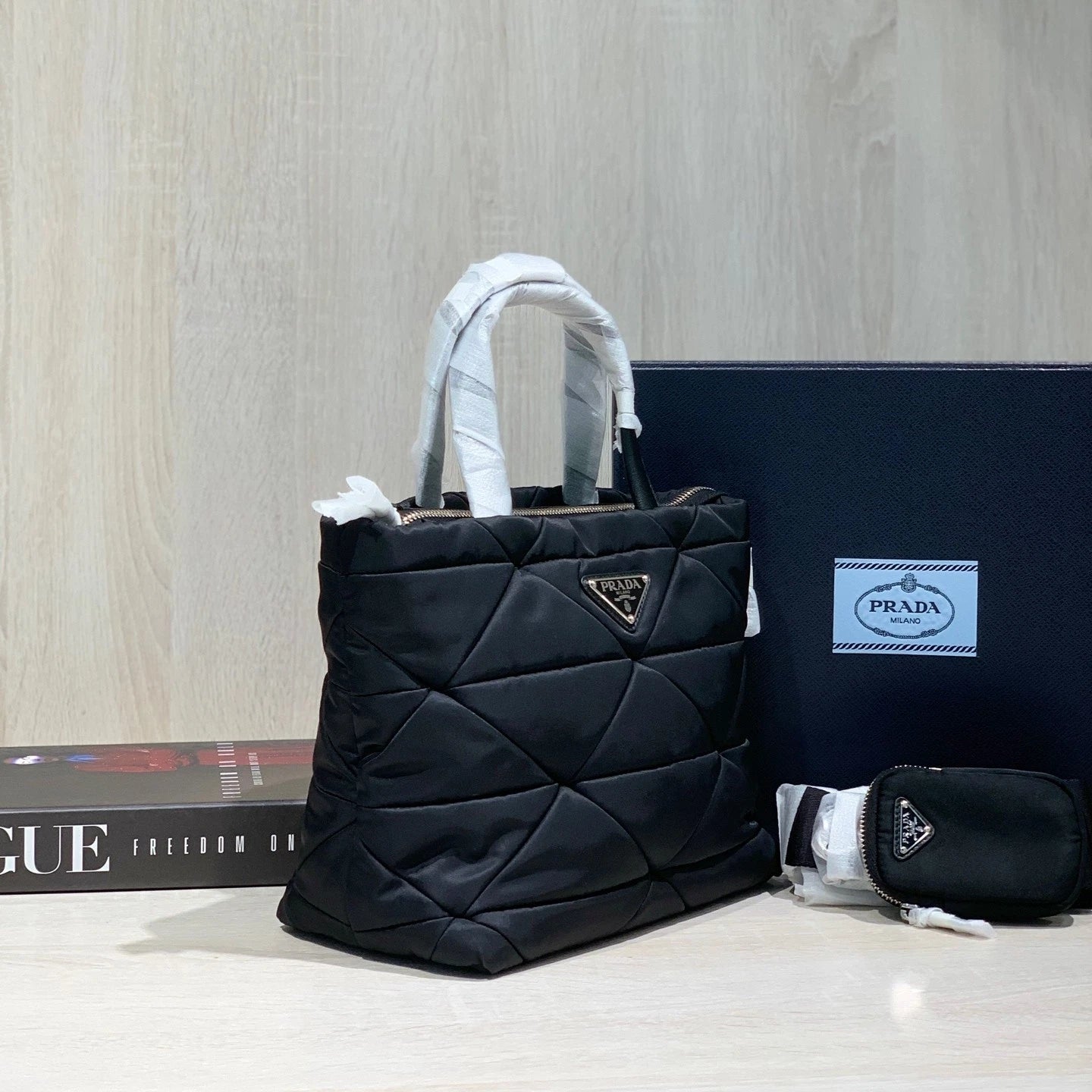 PRADA Black Nylon Tote Bag For Women