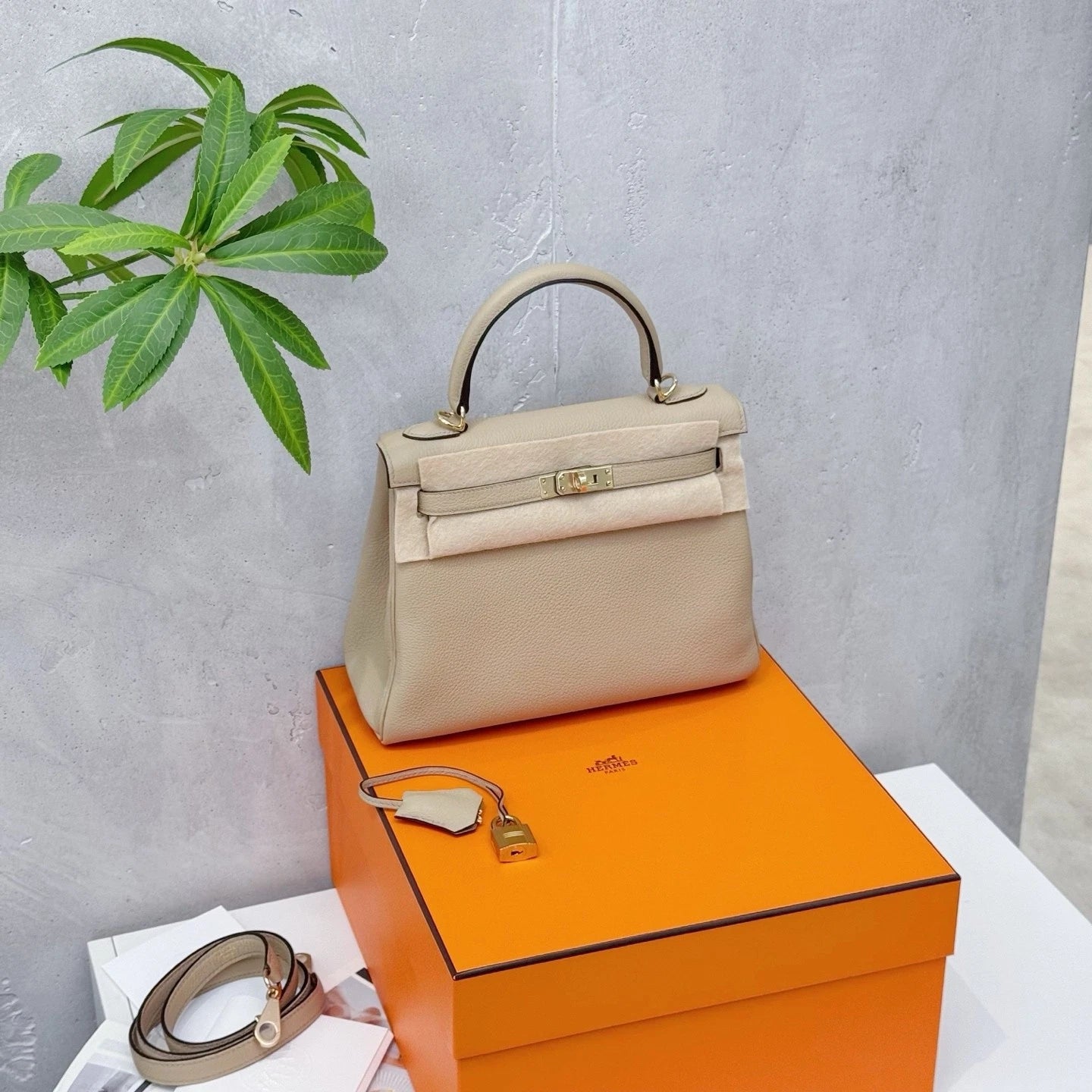 HERMES Kelly25 Top Handle Bag For Women