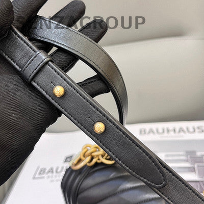 Chanel Black Gold Chevron Calfskin Medium Le Boy Chain Shoulder Bag