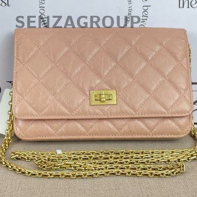 Chanel 2.55 Pink Calfskin WOC Gold Chain Crossbody Bag