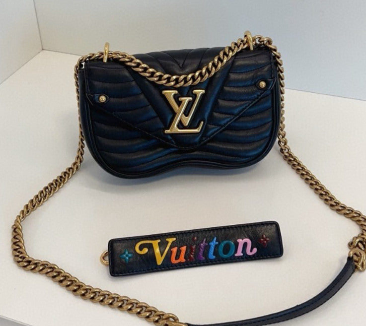 Louis Vuitton New Wave PM Chain Shoulder Bag Crossbody Black Gold Women Classic