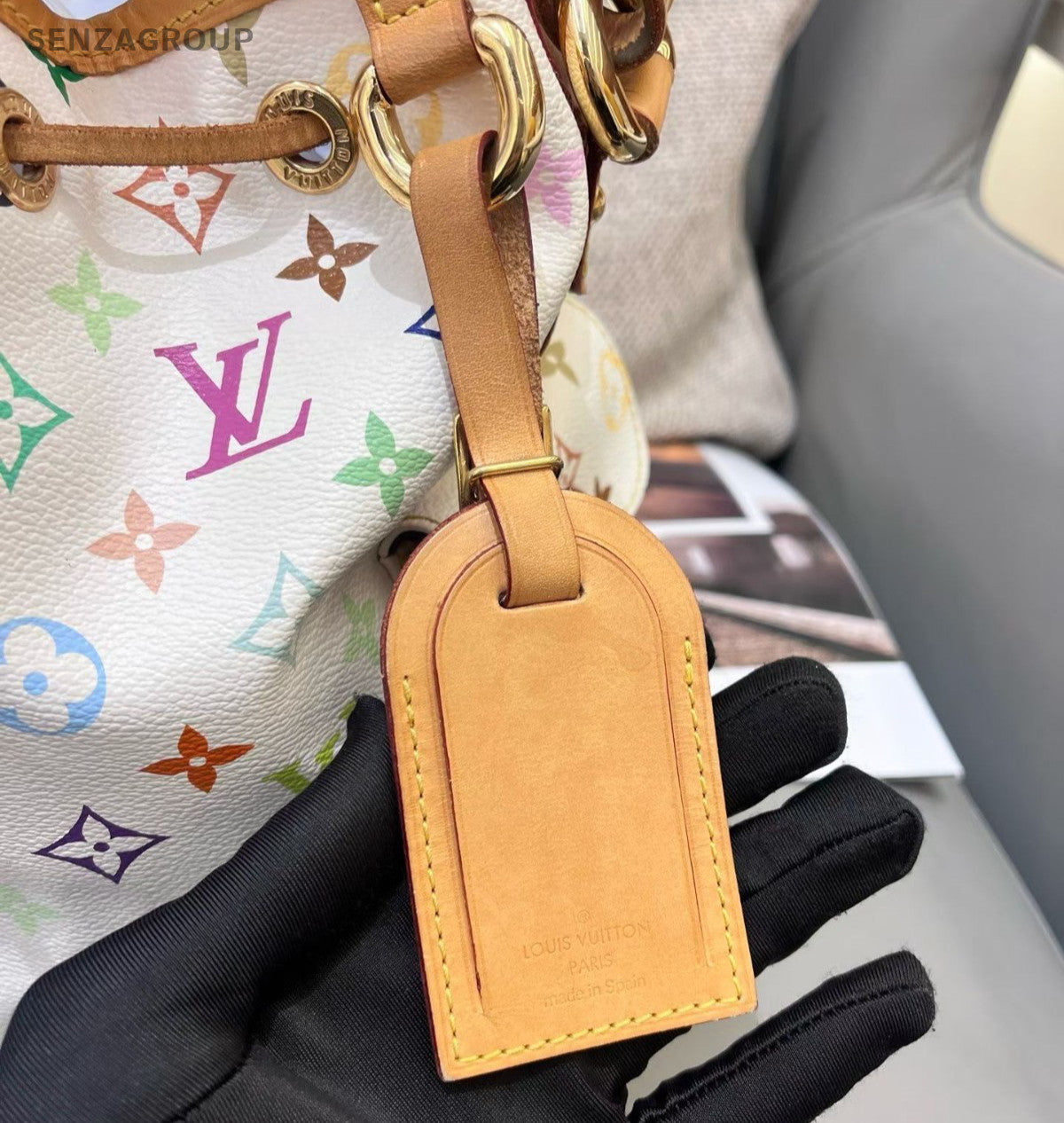 Louis Vuitton Monogram Bucket White Multicolor Gold Shoulder Bag Women Classic