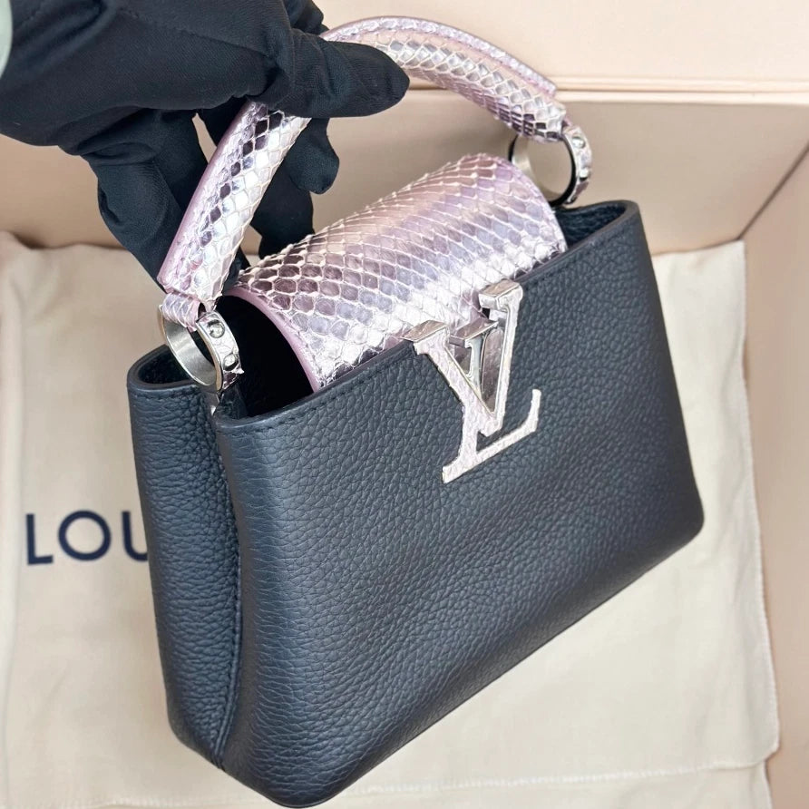 Louis Vuitton Capucines Mini Snakeskin Calfskin Top Handle Crossbody Bag Women S