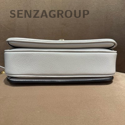 Louis Vuitton Lockme Leather Top Handle Chain Crossbody Bag White Gold