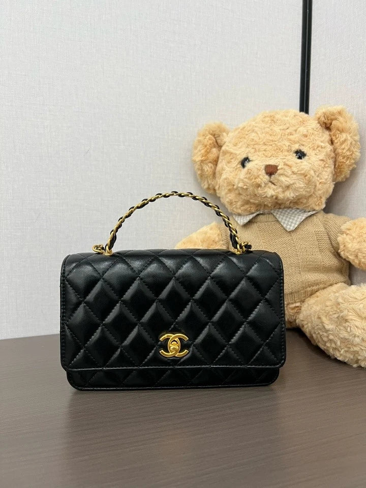 CHANEL Black Leather Small WOC Crossbody Bag For Women
