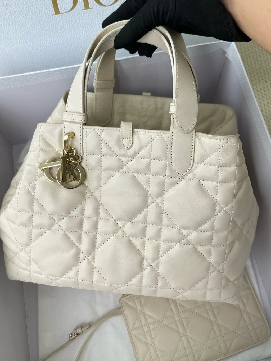 Dior Toujours Medium Canvas White Tote Bag For Women