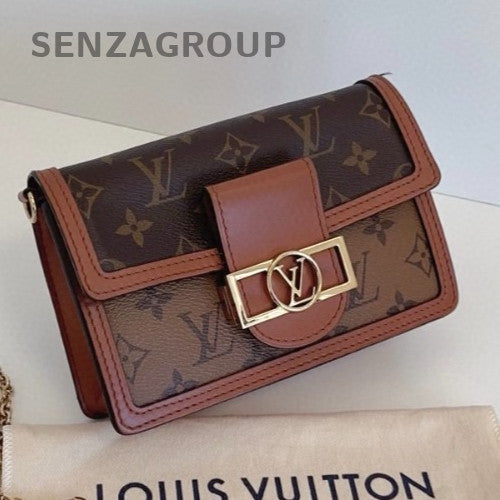 Louis Vuitton Dauphine WOC Chain Shoulder Bag Brown Gold Women Classic